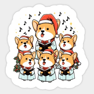 Corgi Carolers Christmas Singing Dog Choir Robes Sticker